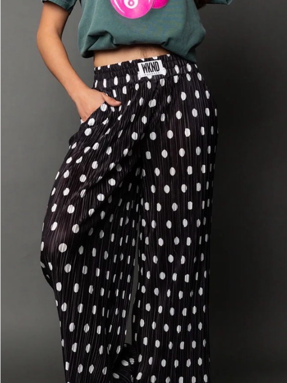 Wknd Chasers Black & White Polka Dot Wide-Leg Pants SOLD OUT